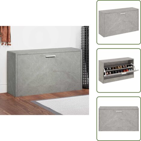 Banco de almacenamiento - vidaXL Banco zapatero madera contrachapada gris hormigón 80x24x45 cm - Banco de calzado