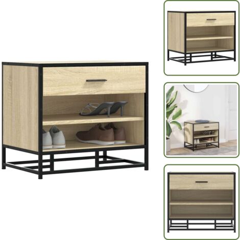 Banco de almacenamiento - vidaXL Banco zapatero madera de ingeniería roble sonoma 60x40x53,5 cm - Banco de recepción con madera