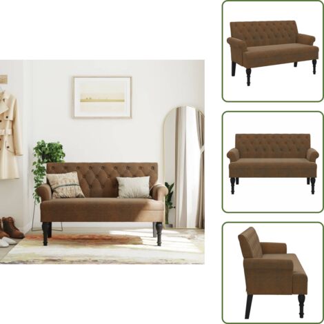 Banco de ante - vidaXL Banco con respaldo ante sintético marrón 120x62x75,5 cm - Banco para casa