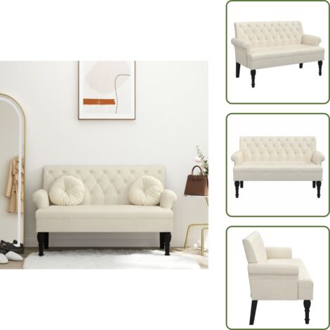Banco de casa - vidaXL Banco con respaldo lino 120x62x75,5 cm - Banco con respaldo