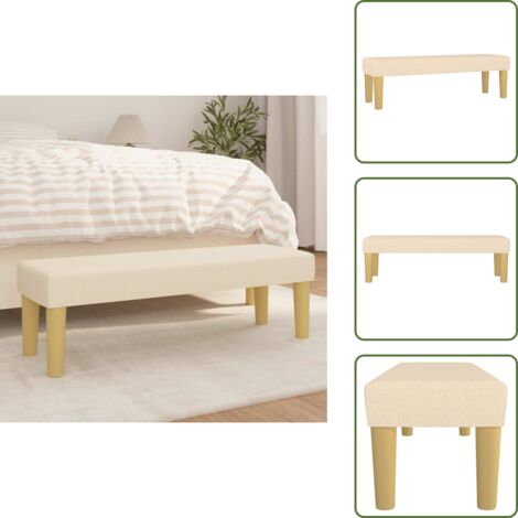 Banco de casa - vidaXL Banco de tela color crema 100x30x30 cm - Banco crema