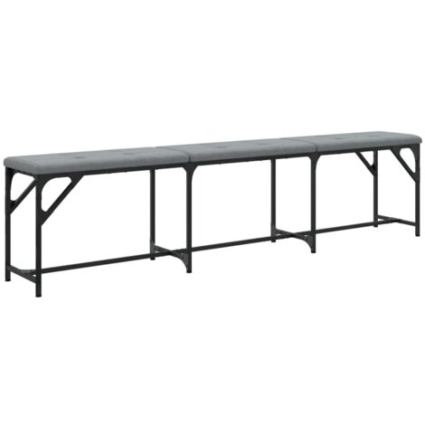 Banco de comedor 186 x 32 x 45 cm estructura de acero y asiento de tela gris DEC025018