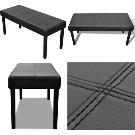 Banco de cuero artificial de alta calidad negro - Banco negro - Banco de madera