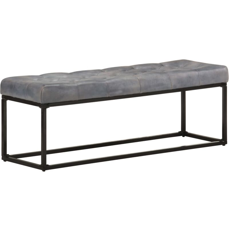 

Banco de cuero auténtico gris 122 cm