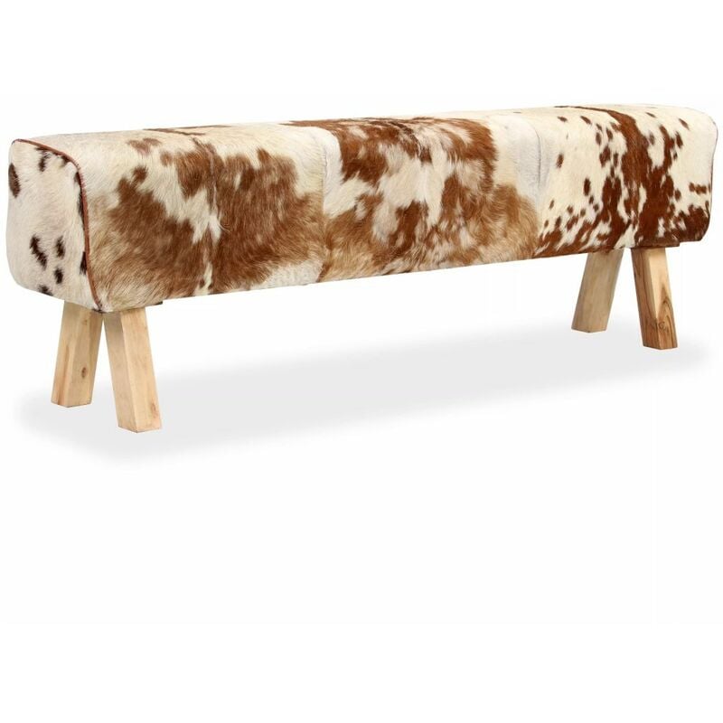 

Banco de cuero de cabra auténtico marrón 160x28x50 cm