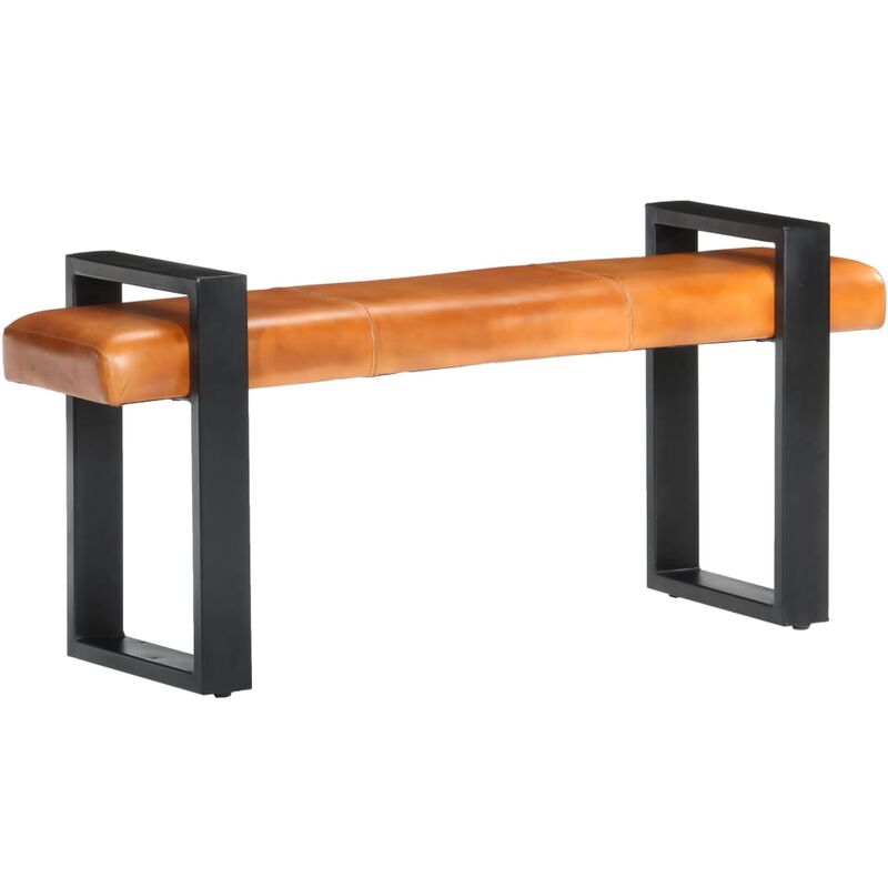 

Banco de cuero de cabra auténtico negro y marrón 120 cm