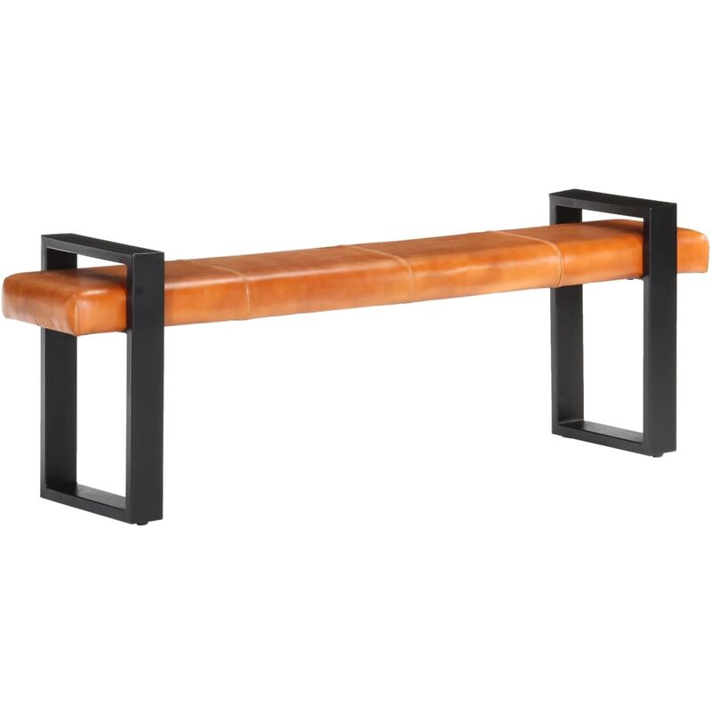 

Banco de cuero de cabra auténtico negro y marrón 160 cm