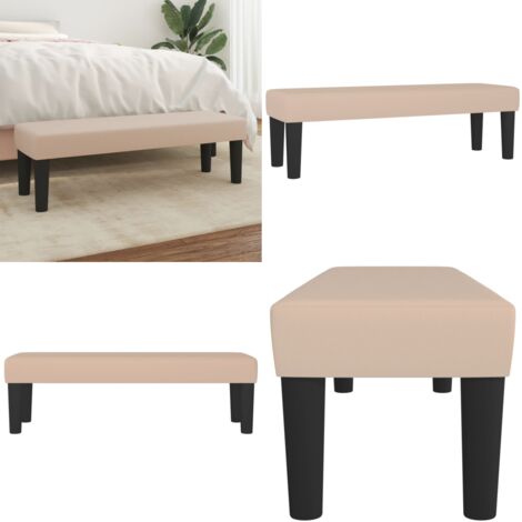 Banco de cuero sintético color capuchino 100x30x30 cm - Banco multifuncional - Banco de pie de cama