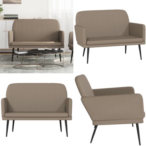 Banco de cuero sintético color capuchino 107x80x81 cm - Banco de cuero sintético capuchino - Banco de cuero sintético para sala