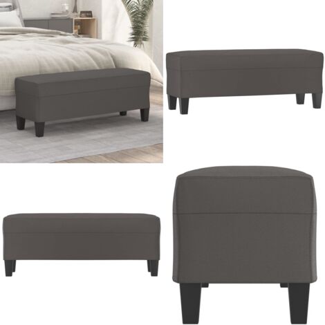 Banco de cuero sintético gris 100x35x41 cm - Banco gris - Banco de pie
