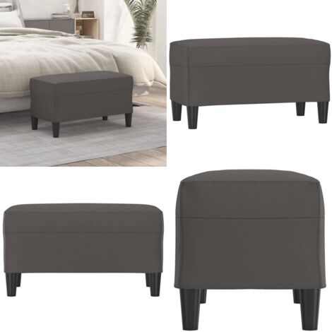 Banco de cuero sintético gris 70x35x41 cm - Banco gris - Banco de pie