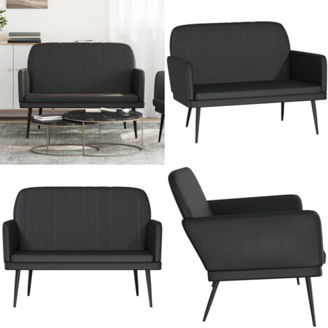 Banco de cuero sintético negro 107x80x81 cm - Banco negro - Banco de cuero sintético negro