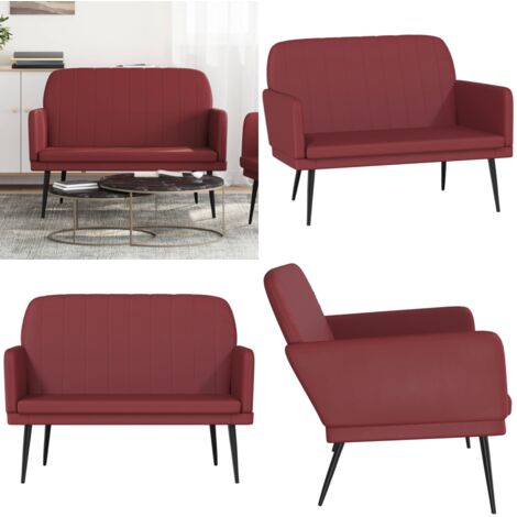 Banco de cuero sintético rojo tinto 107x80x81 cm - Banco rojo tinto - Banco de cuero sintético para casa