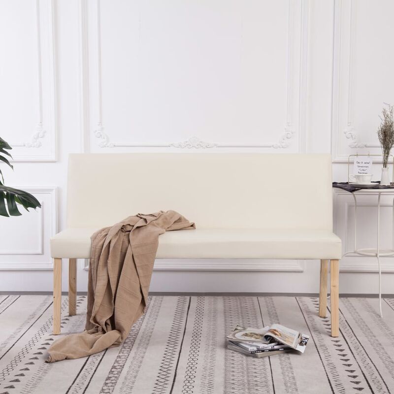 

Banco de cuero sintético 139,5 cm color crema - Crema
