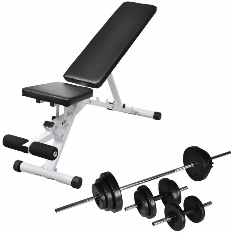 

Banco de ejercicios con juego de pesas y mancuernas 30,5 kg - Negro - Vidaxl