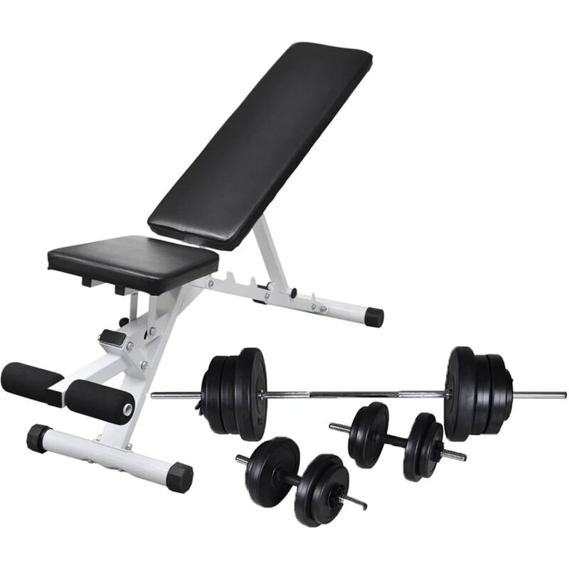 

Banco de ejercicios con juego de pesas y mancuernas 60,5 kg