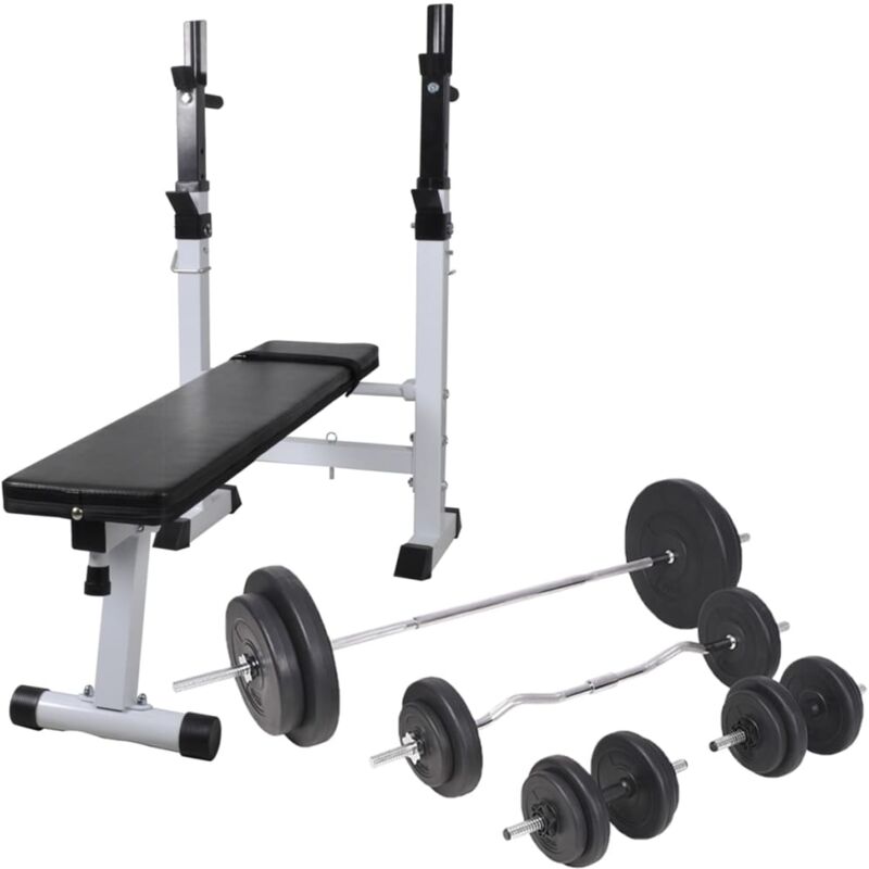 

Banco de ejercicios con soporte pesas, pesas y mancuernas 90 kg - Negro - Vidaxl