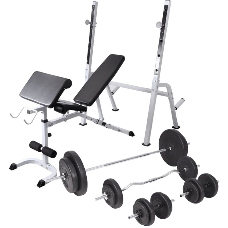 

Banco de ejercicios con soporte pesas, pesas y mancuernas 90 kg - Negro - Vidaxl