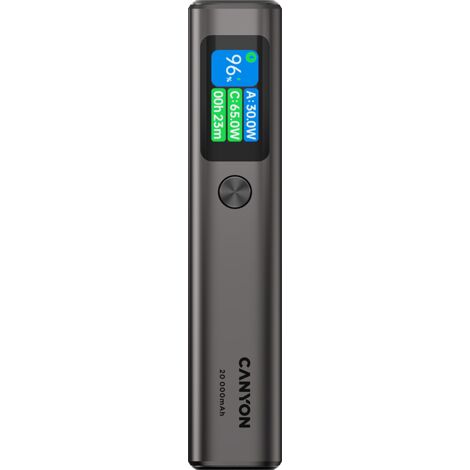 Banco de energía CANYON OnPower 230 TFT 20000 mAh PD130W Grafito