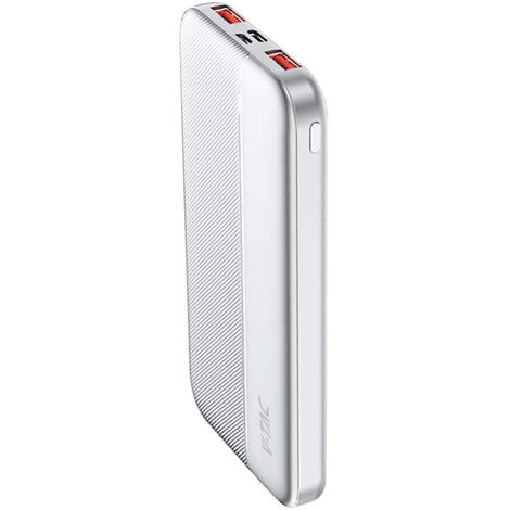Banco de energía V-TAC de 10 000 mAh, carga rápida PD de 22,5 W, USB-A, USB tipo C, micro USB, blanco
