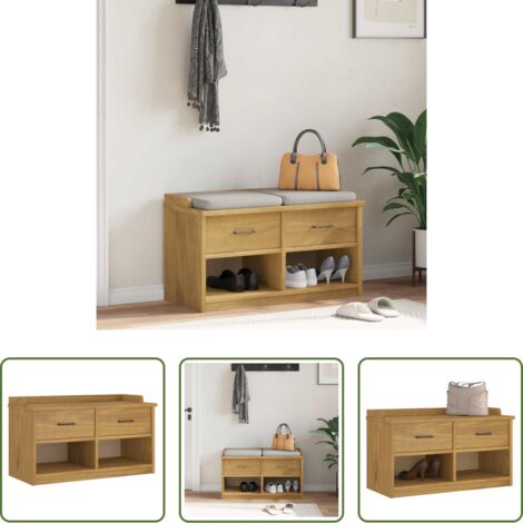 Banco de entrada -  Banco de recibidor SANDNES madera maciza de pino 87x40x50 cm
