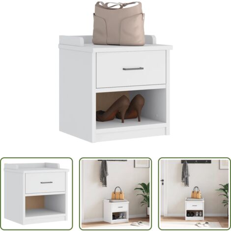 Banco de entrada -  Banco de recibidor SANDNES madera maciza pino blanco 45x40x50cm