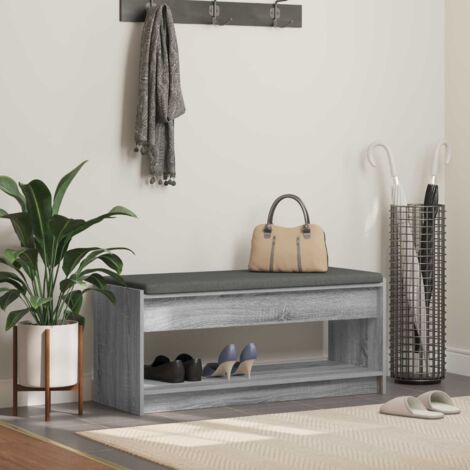 Banco de entrada con cojín Gris  103 x 38 x 45 cm