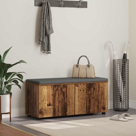Banco de entrada con cojín Madera vieja 100 x 38 x 46 cm