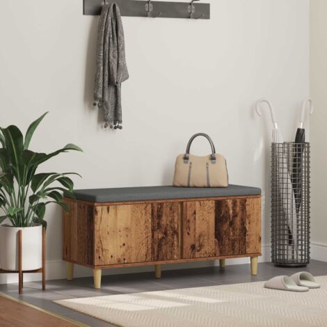 Banco de entrada con cojín Madera vieja 100 x 38 x 46 cm