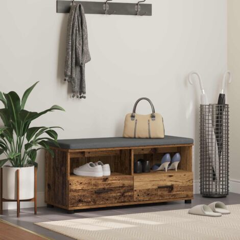 Banco de entrada con cojín Madera vieja 100 x 38 x 46 cm