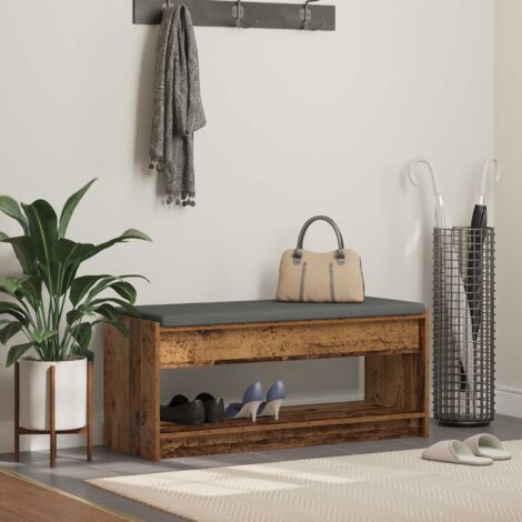 Banco de entrada con cojín Madera vieja 103 x 38 x 45 cm