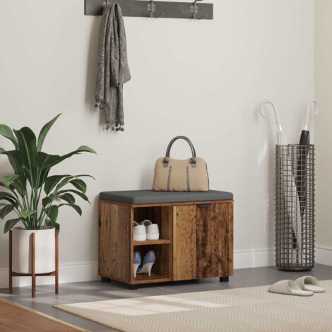 Banco de entrada con cojín Madera vieja 60 x 38 x 46 cm