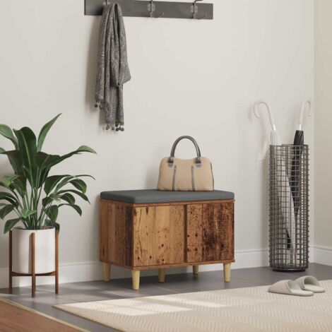 Banco de entrada con cojín Madera vieja 60 x 38 x 46 cm