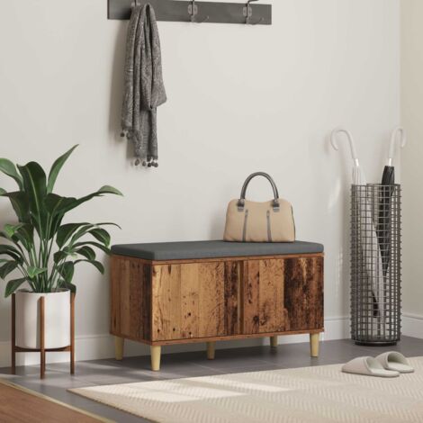 Banco de entrada con cojín Madera vieja 80 x 38 x 46 cm