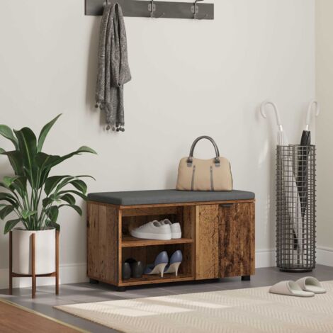 Banco de entrada con cojín Madera vieja 80 x 38 x 46 cm