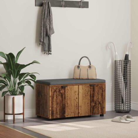 Banco de entrada con cojín Madera vieja 80 x 38 x 46 cm