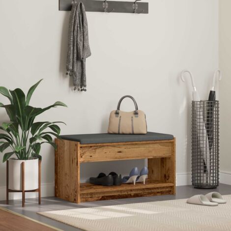 Banco de entrada con cojín Madera vieja 83 x 38 x 45 cm