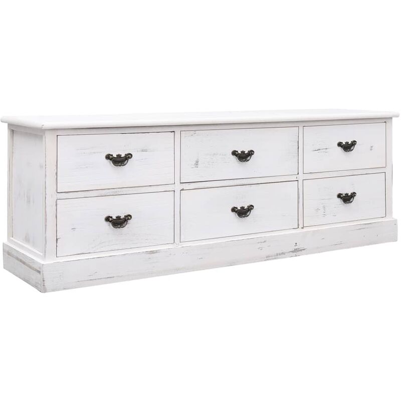 

Banco de entrada de madera blanco envejecido 115x30x40 cm