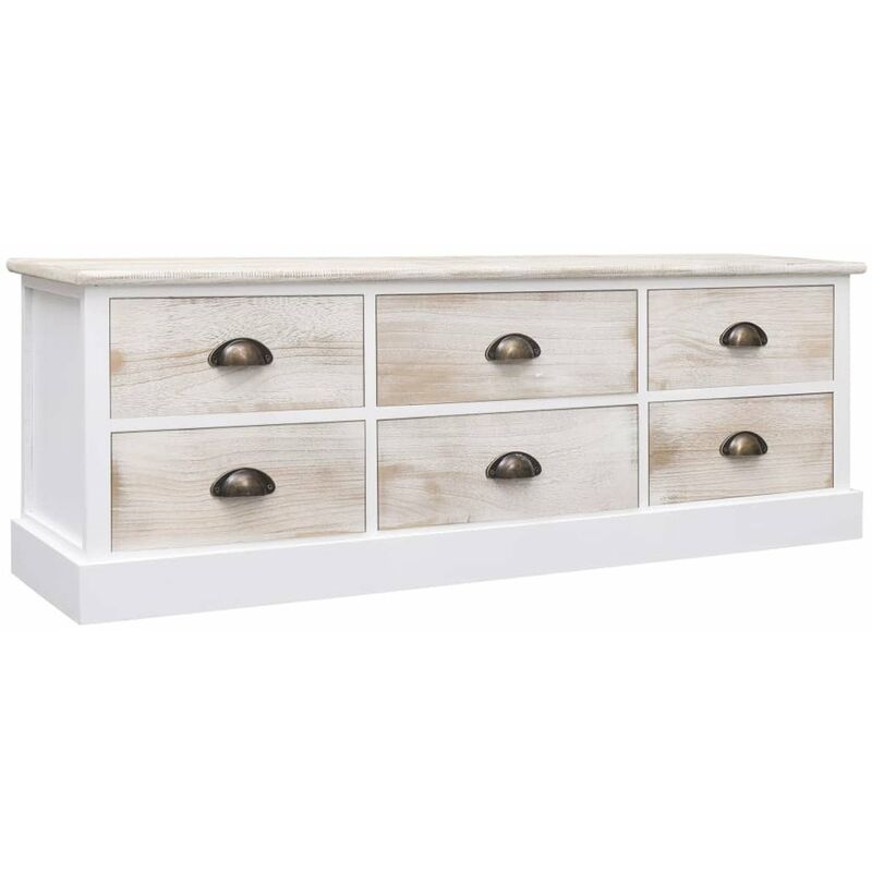 

Banco de entrada de madera blanco y marron claro 115x30x40 cm