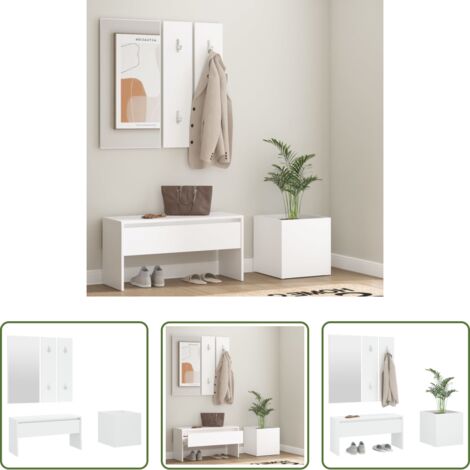 Banco de entrada -  Juego de muebles de recibidor madera contrachapada blanco