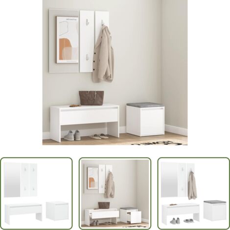 Banco de entrada -  Juego de muebles de recibidor madera contrachapada blanco