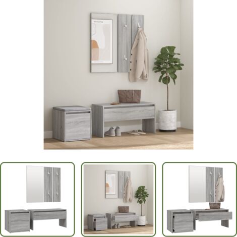 Banco de entrada -  Set de muebles de recibidor madera contrachapada gris Sonoma
