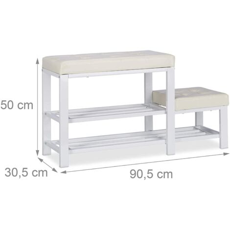 Banco de entrada zapatero taburete 90,5 cm blanco 1300003522
