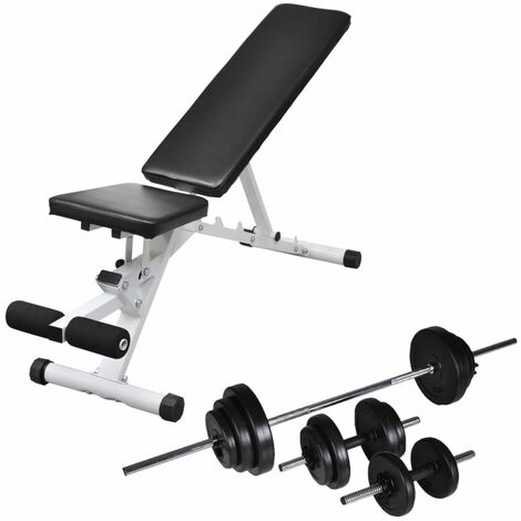 Banco de entrenamiento con juego de pesas y mancuernas 30,5 kg vidaXL