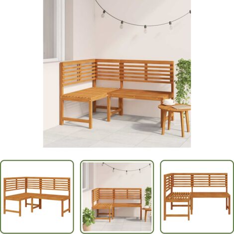 Banco de esquina -  Banco de esquina de jardín madera maciza de acacia 140 cm