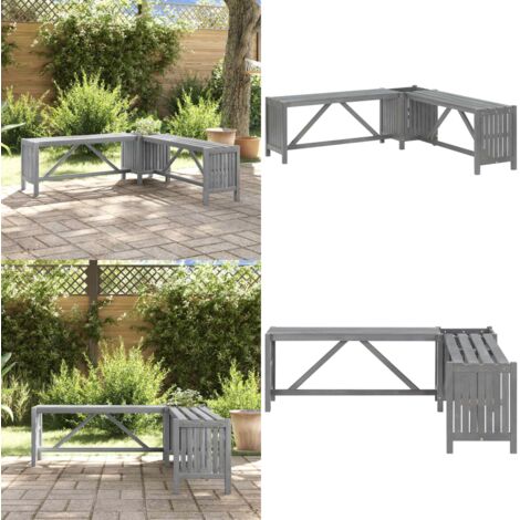 Banco de esquina de jardín macetero madera acacia gris 117 cm - Banco de madera - Macetero