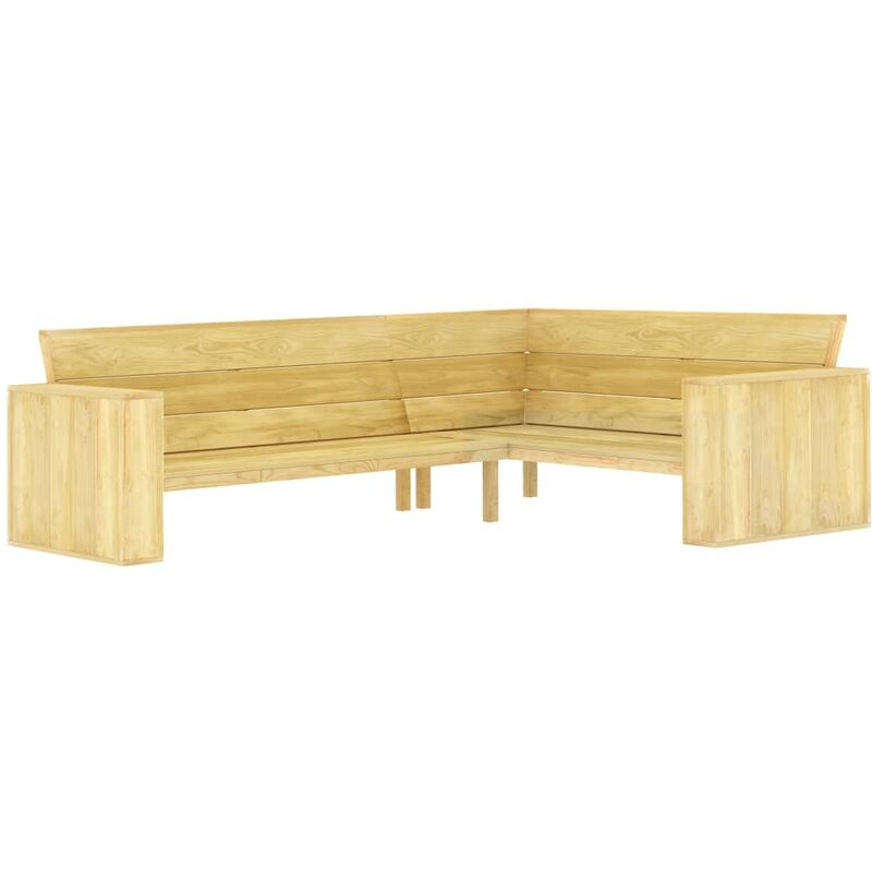 

Happyshopping - Banco de esquina de jardin madera de pino impregnada 239 cm