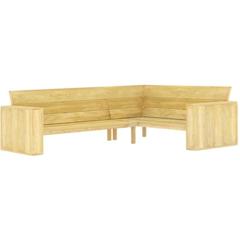 

vidaXL Banco de esquina de jardín madera de pino impregnada 239 cm - Verde