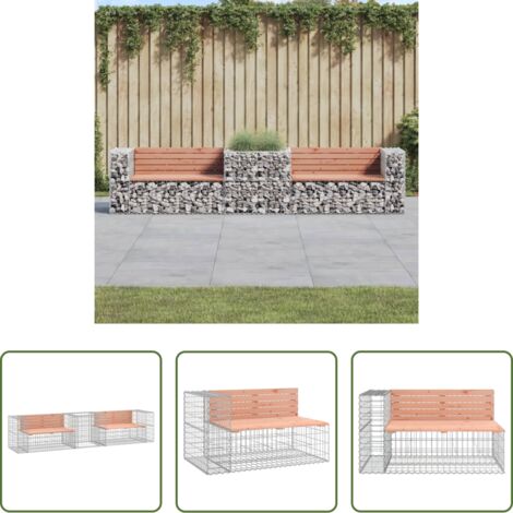 Banco de exterior -  Banco de jardín con cesta de gaviones madera abeto Douglas