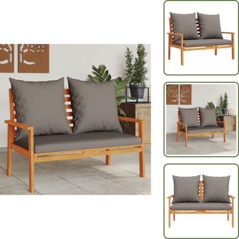 Banco de exterior - vidaXL Banco sofá de jardín con cojines madera maciza de acacia 120 cm - Banco de jardín con cojines